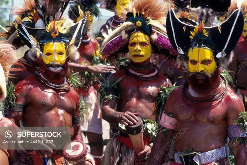 Papua New Guineans of Huli Tribe, Port Moresby Cultural Festival, Port Moresby, Papua New Guinea