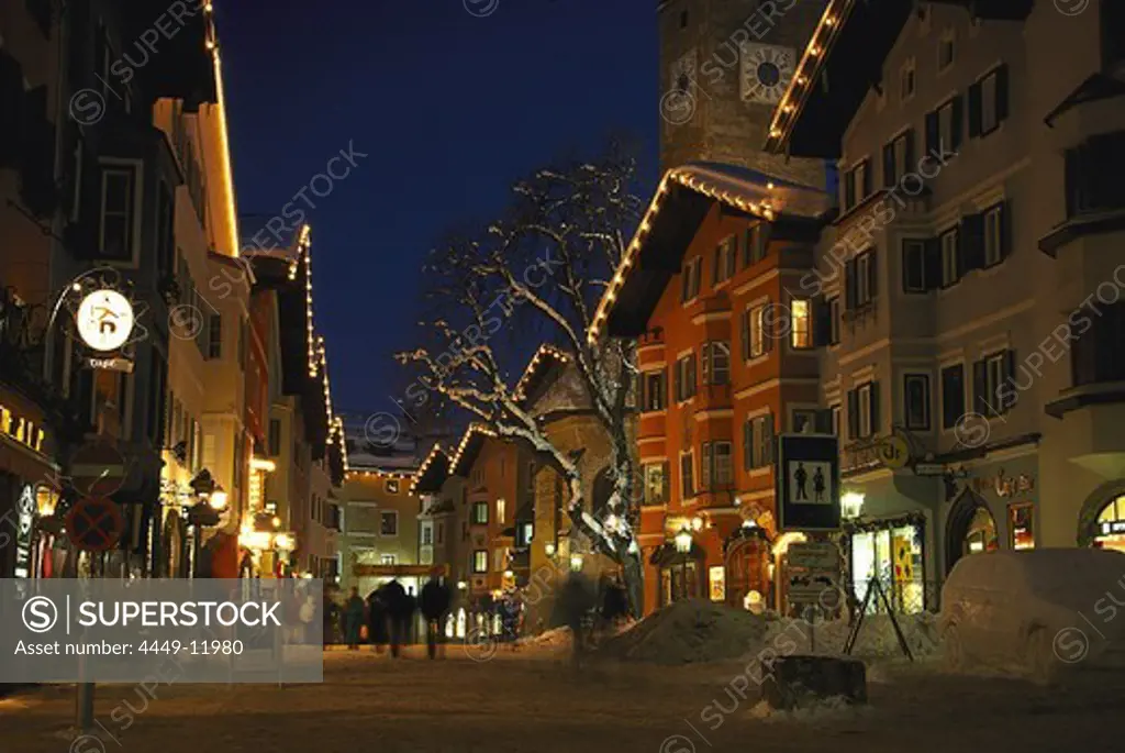 Old Town in the evening, Kitzbuehel, Tirol, Austria