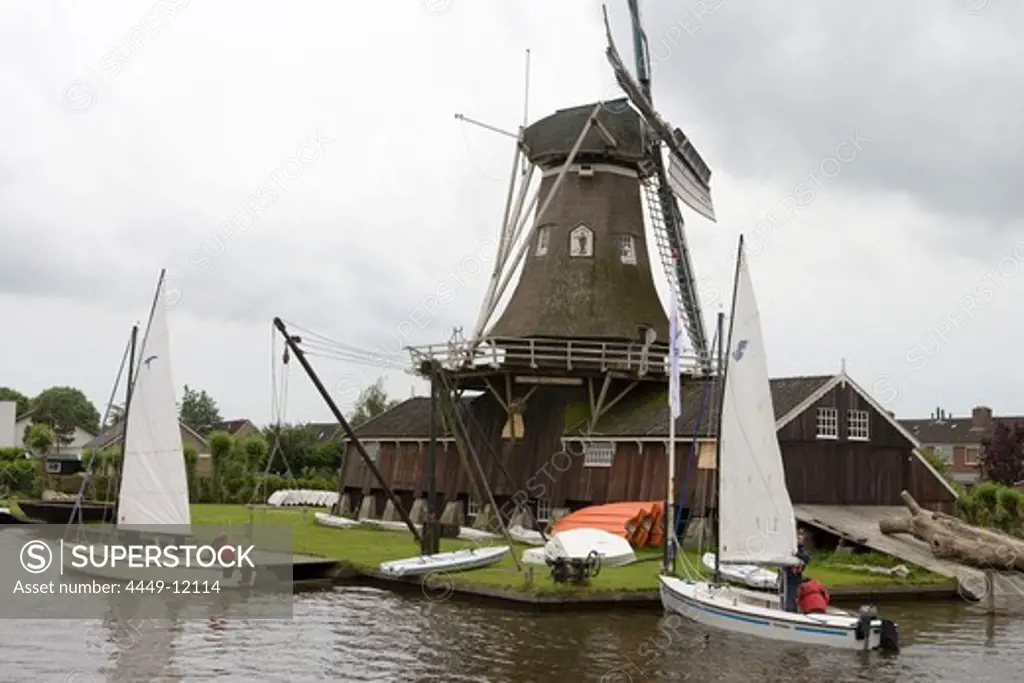 Sailboats & Windmill, Woudsend, Frisian Lake District, Netherlands