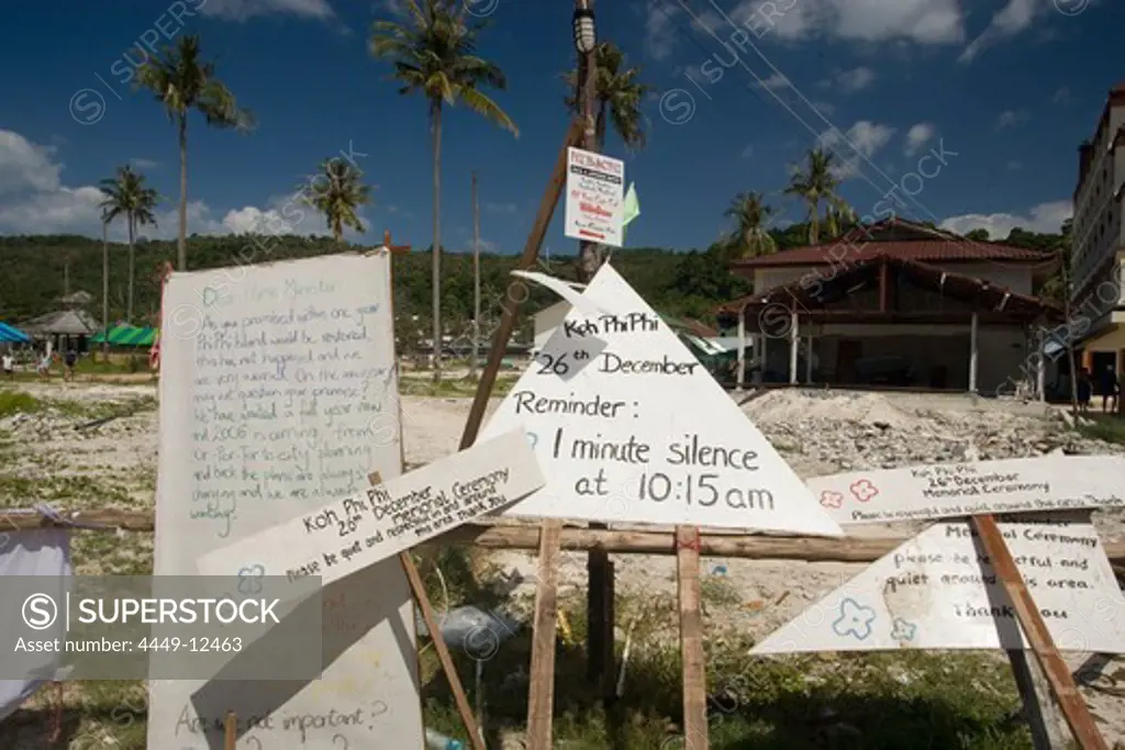 Reminder of tsunami on December 26, 2004, Ko Phi Phi Don, Ko Phi Phi Island, Krabi, Thailand