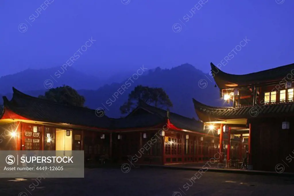 Wannian monastery in the evening, Emei Shan, Sichuan Province, China, Asia