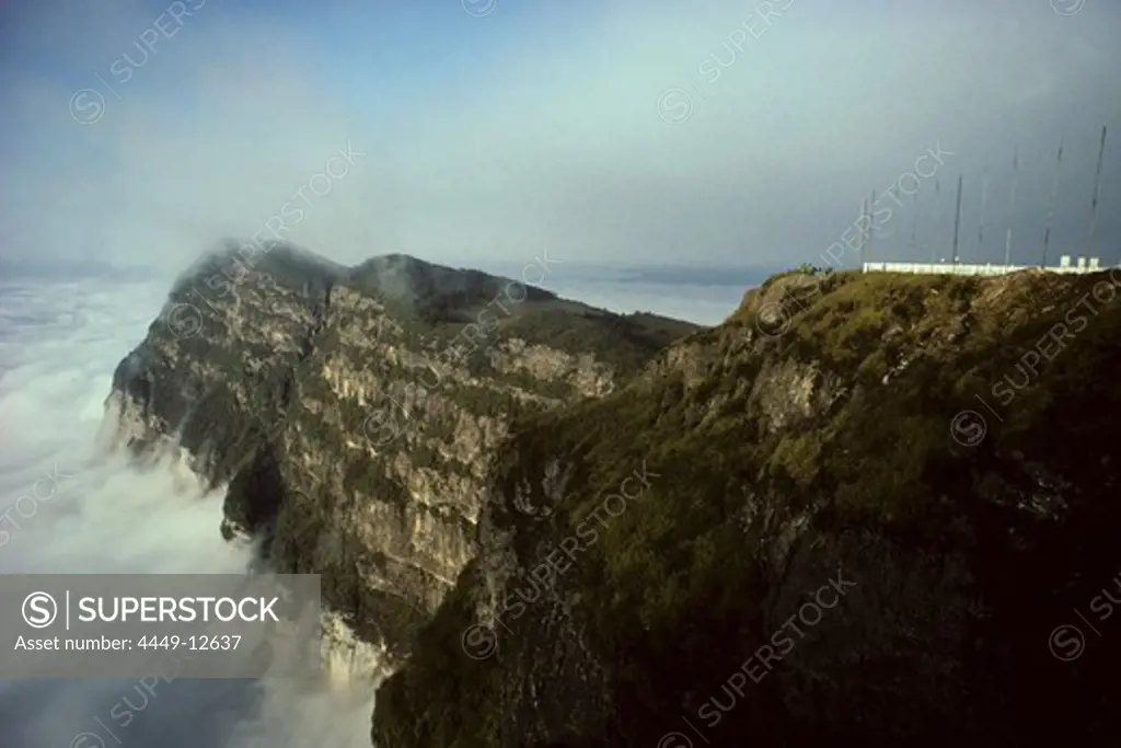 Summit of Emei Shan mountains in a sea of clouds, Sichuan province, China, Asia