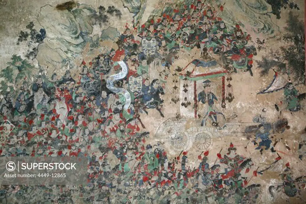 wall mural, painting, Tai Shan, Shandong province, Taishan, Mount Tai, China, Asia, World Heritage, UNESCO