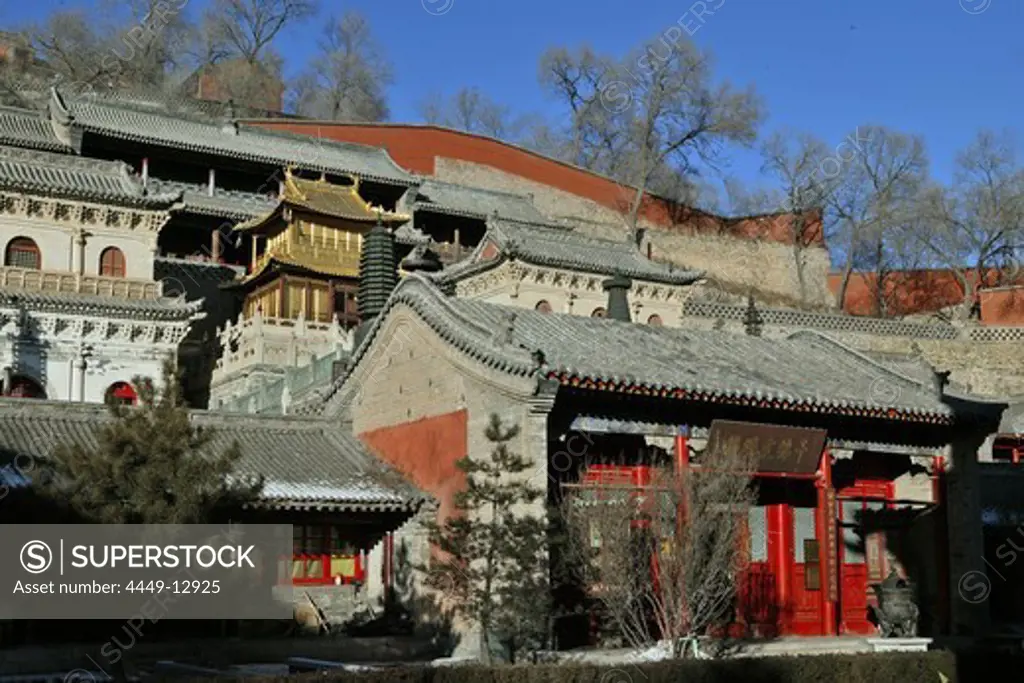 Xian Tong Temple, Copper Palace, Golden Hall, Wutai Shan, Five Terrace Mountain, Buddhist Centre, town of Taihuai, Shanxi province, China, Asia