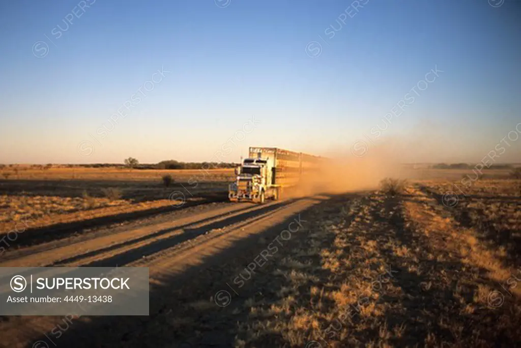 Road Train on Dusty Outback Track, Near Kynuna, Queensland, Australia