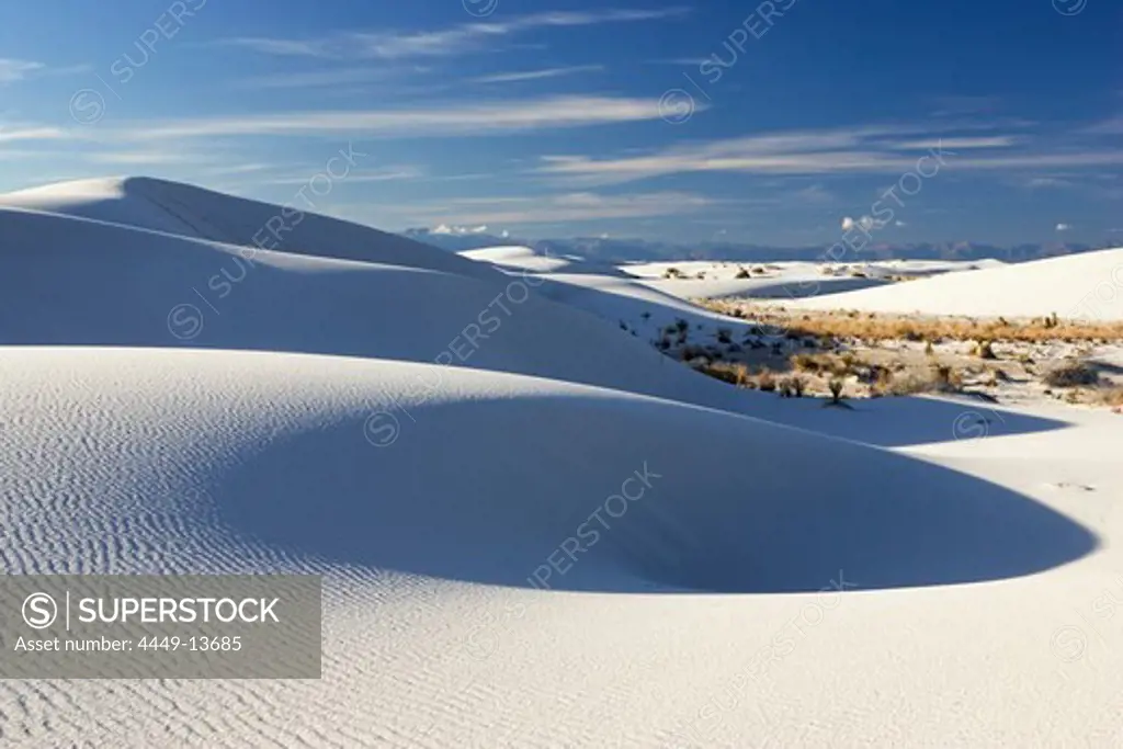 dunes, light and shadow, gypsum dune field, White Sands National Monument, New Mexico, USA