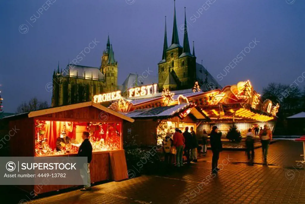 Christmas market on the Domplatz, Erfurt, Thueringia, Germany