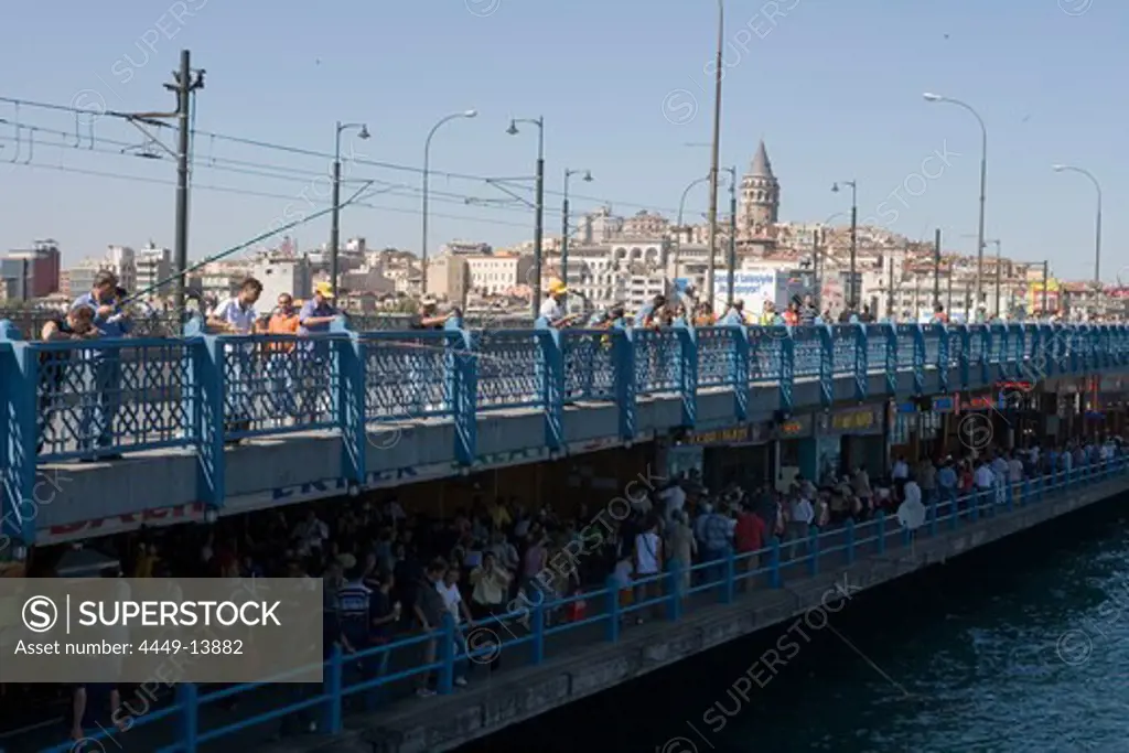 Fishermen on Galata Bridge, Istanbul, Turkey