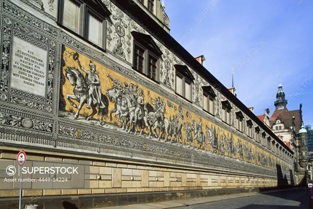 Chart on facade of Stallhof, Dresden, Saxony, Germany