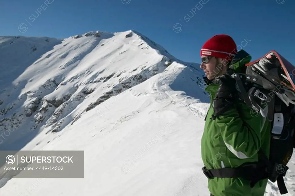 Snowboarder, Snowy Mountains, Falkertsee, Carinthia, Austria