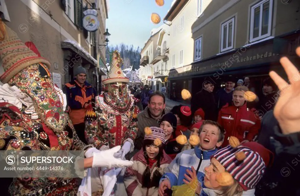 traditional costumes, Flinserl, carneval of Aussee, Bad Aussee, Salzkammergut, Styria, Austria
