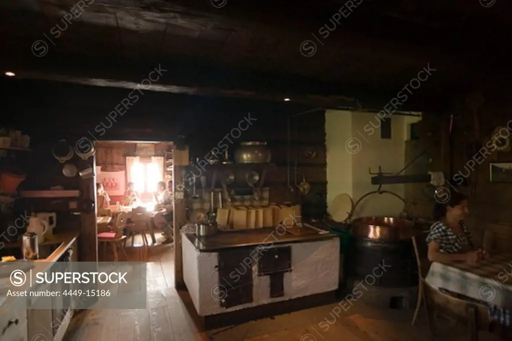 Inside of the Karseggalm Hut (1603 m, one of the oldest mountain hut in the valley), Grossarl Valley, Salzburg, Austria