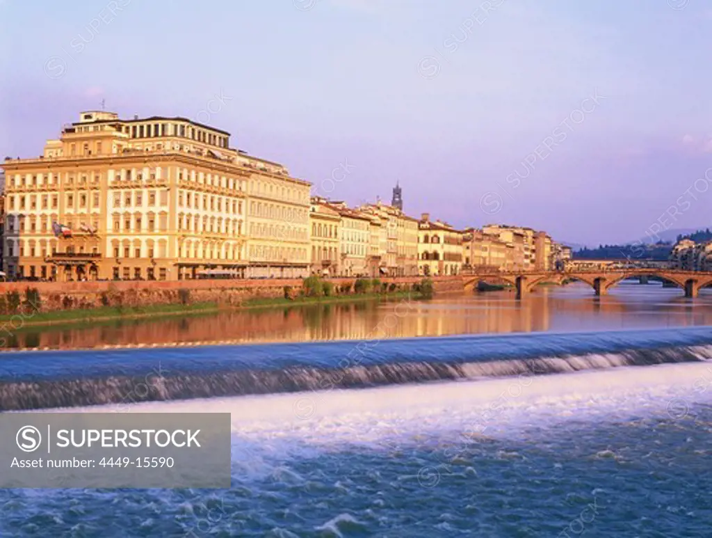 Hotel Weston Excelsior, Ponte alla Caraia, river Arno, Florence, Tuscany, Italy