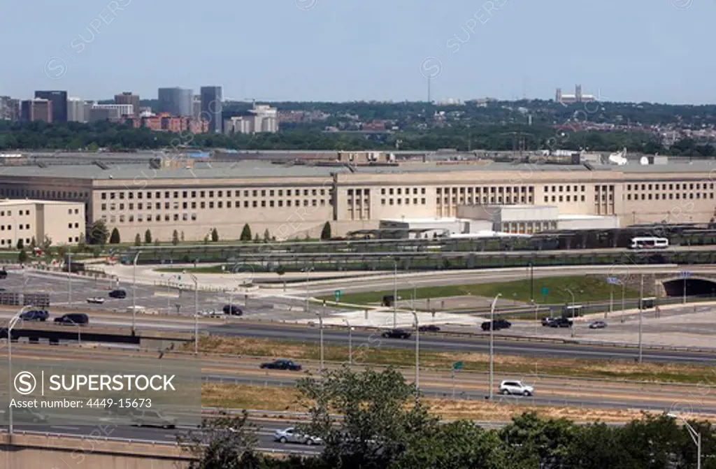 View over streets at the Pentagon, Arlington, Virginia, USA