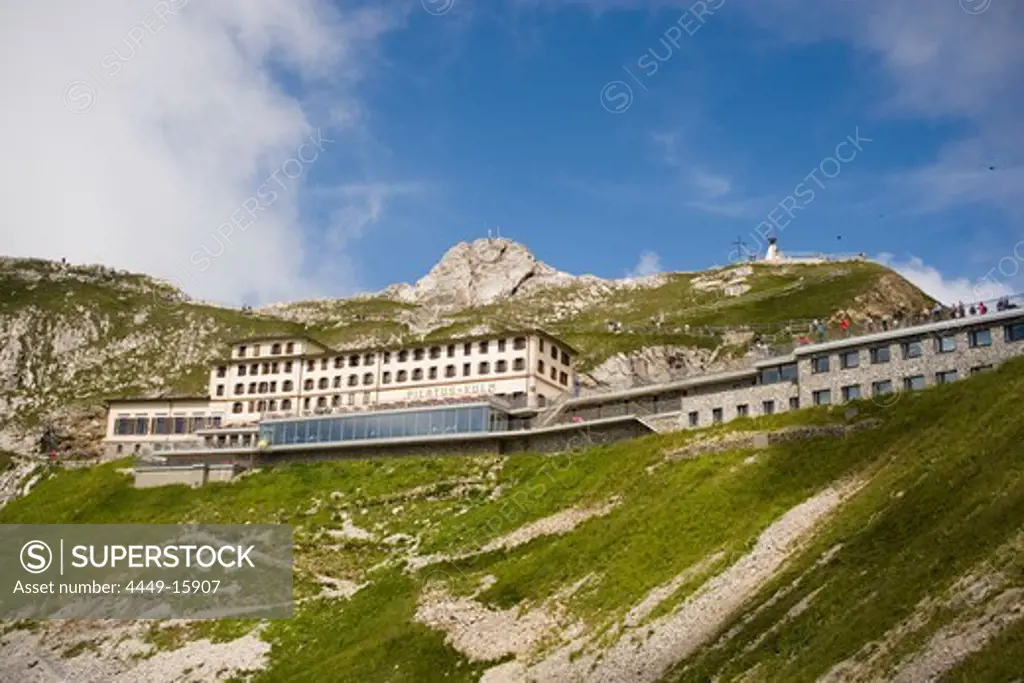 Hotel Pilatus Kulm at mountainside of Pilatus (2132 m), Pilauts Kulm, Canton of Obwalden, Switzerland