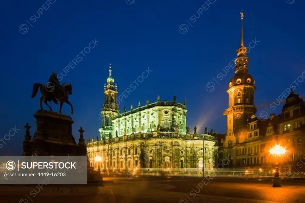Dresden, theatre square, Hofkirche, castle, eqestrian statue