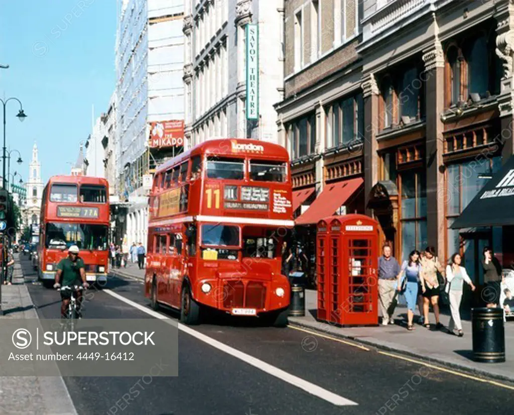 Busses in fleet street, London, England