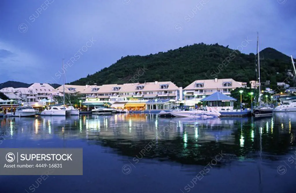 Small Antilles, Saint Martin, Marigot, Harbour at night
