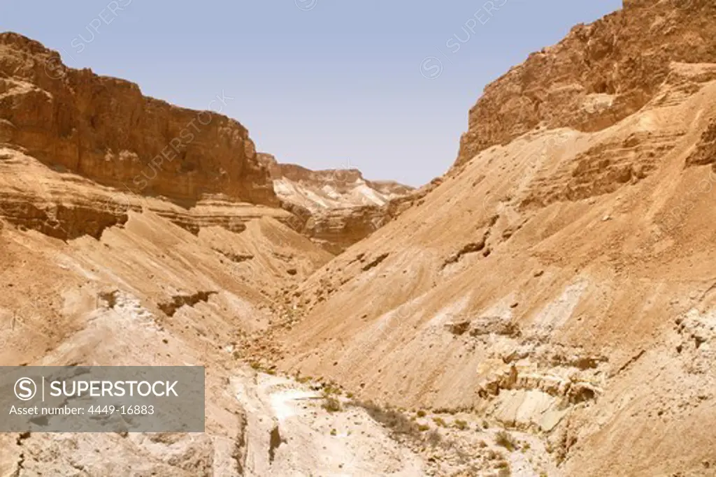 A typical landscape with mountains and valleys at the Dead Sea, Israel