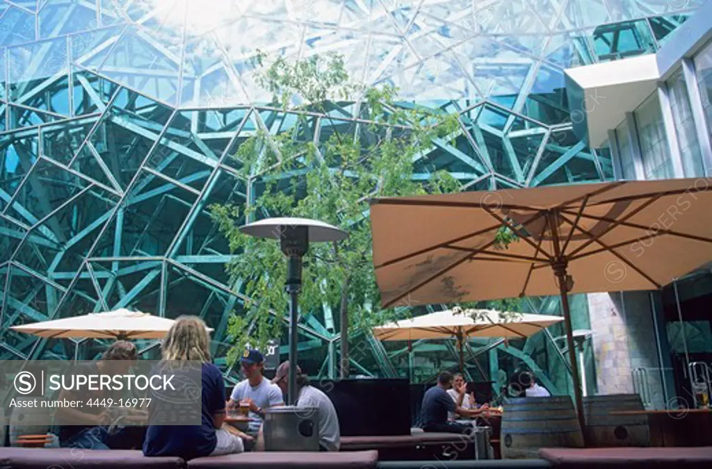 Federation Square is a place to meet and get together in Downtown Melbourne. It is home to different museums and entertainment venues. Melbourne, Victoria, Australia
