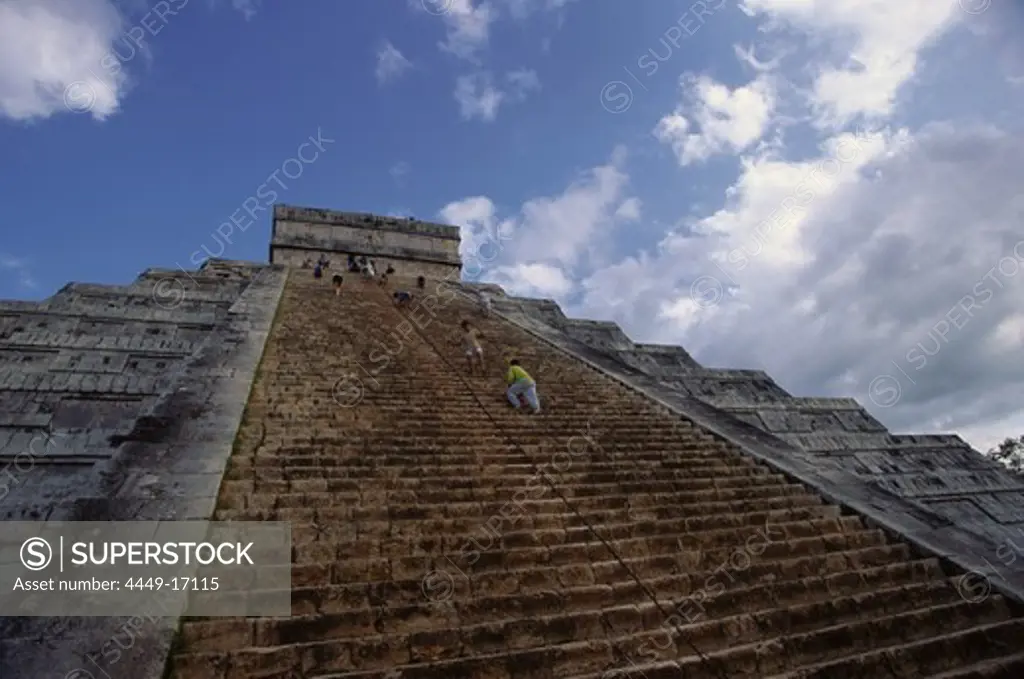 Tourist visiting a Maya Pyramid, Mexico