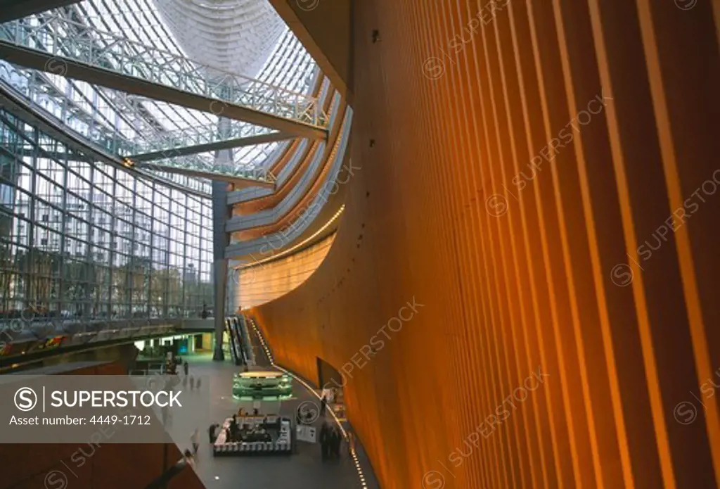 Glass facade of the Tokyo International Forum, an exhibition, concert hall and conference center, Tokyo, Japan