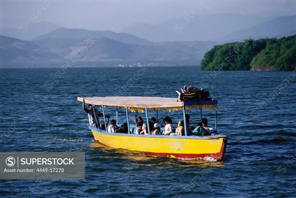 Excursion boat, Laguna de Cayuca, Pie de la Cuesta, near Acapulco, Mexico, America