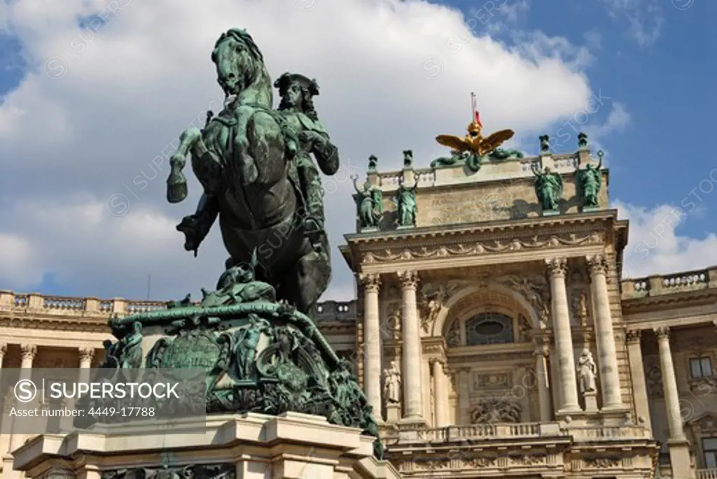 Hofburg Imperial Palace with memorial to Prince Eugen, Vienna, Austria