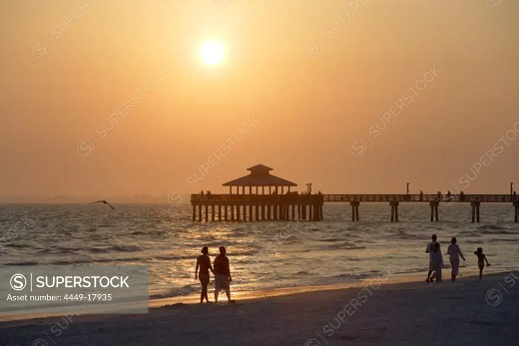 Sunset on Naples Municipal Pier, Florida, USA