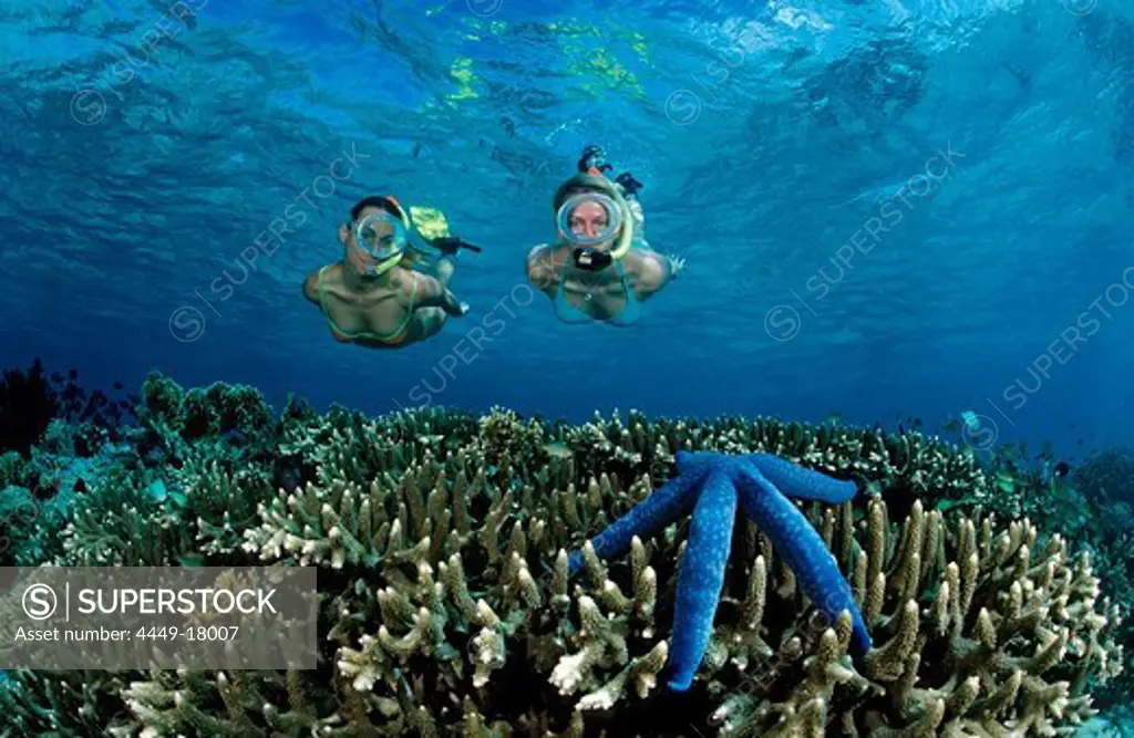 Two snorkeling girls, Bali, Indian Ocean, Indonesia