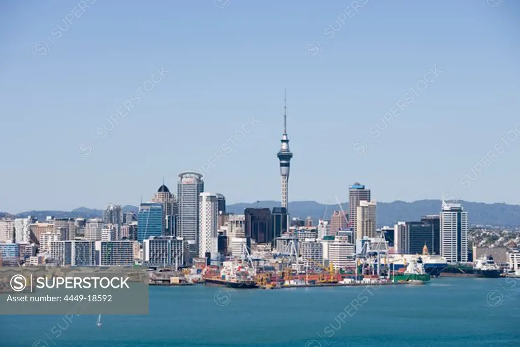 Auckland Skyline, View from Mt. Victoria, Devonport, Auckland, North Island, New Zealand