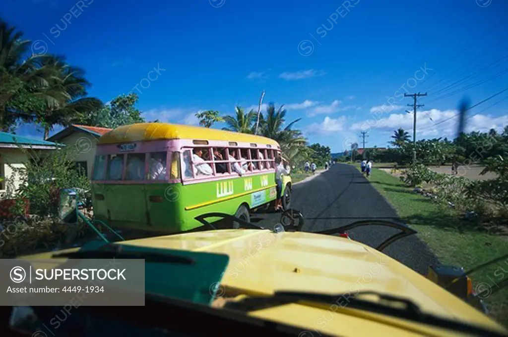 Churchgoers in Bus, Malaela, Upolu Samoa