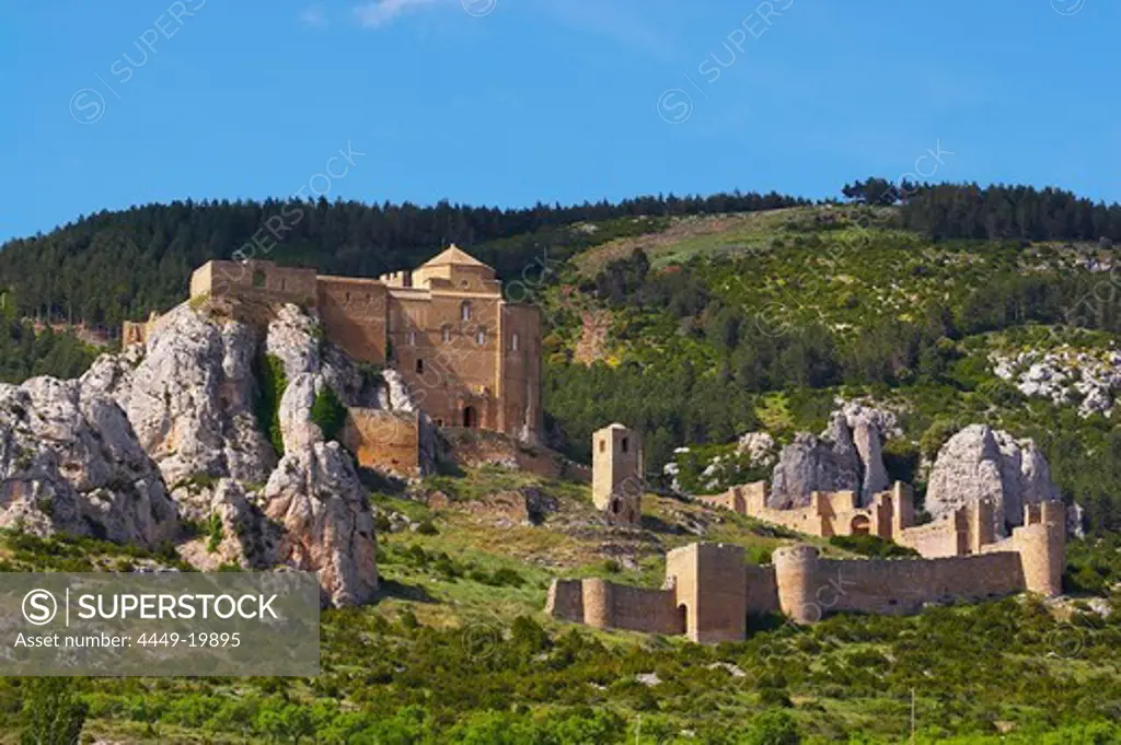 Castle, Castillo de Loarre, early in summer, landscape, Loarre, Aragon, Spain