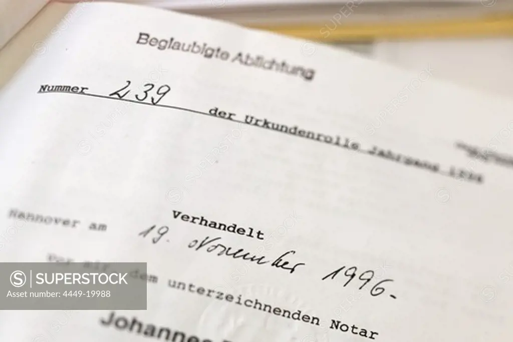 copy of testimonial, document, notary, Lower Saxony, Germany