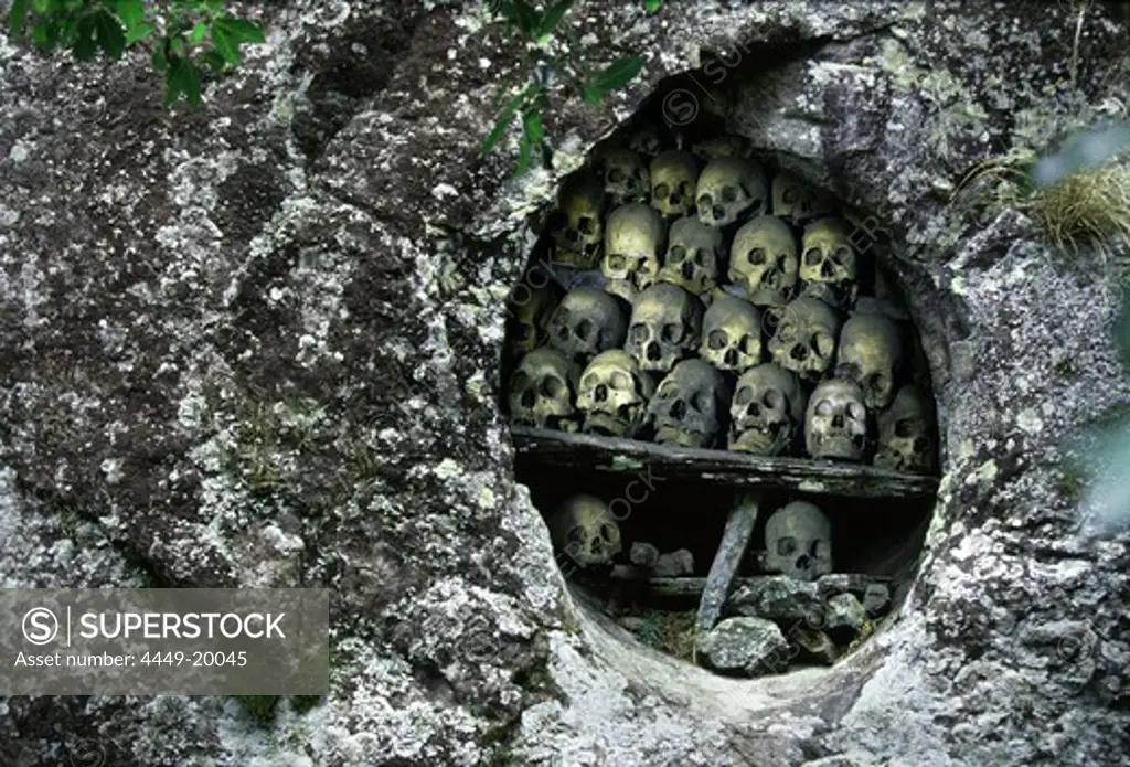 Skulls in burial cave, Sagada, Luzon Island, Philippines