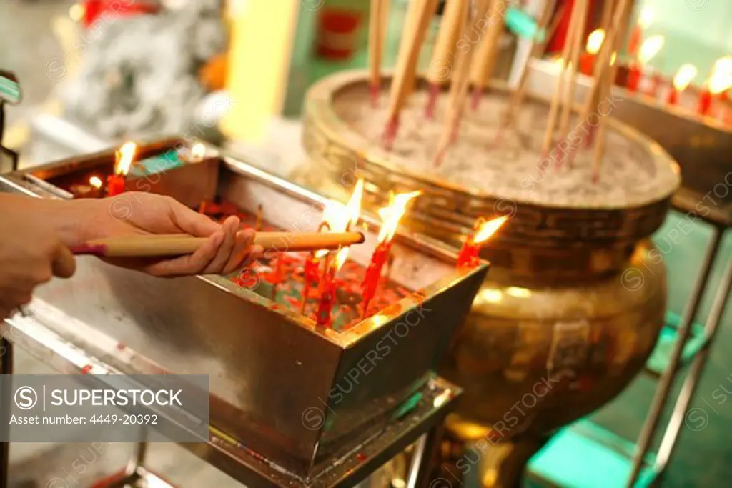 Joss Sticks and candles, Temple, Singapore