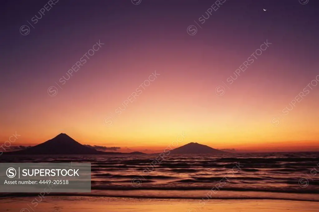 Volcano Concepcion at sunset, Madera, San Jorge, Isla des Ometepe, Lake Nicaragua, Nicaragua, Central America