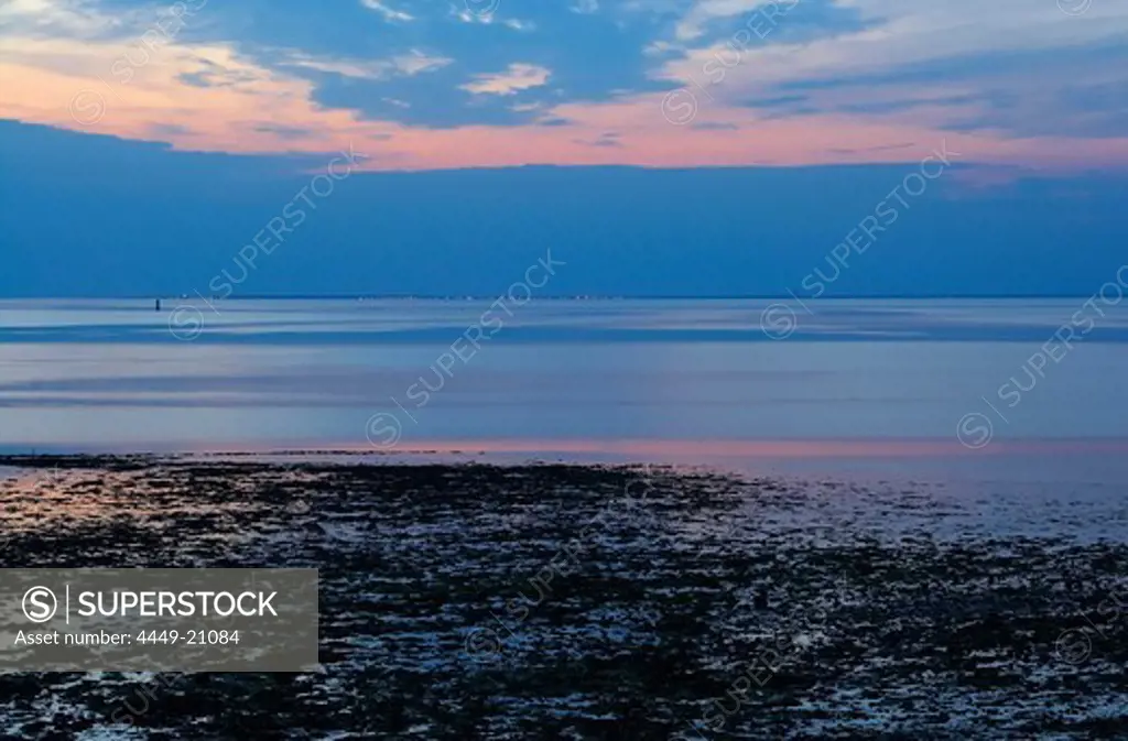 Evening on the Ile de Ré, view from St Martin-de-Ré on the Atlantic Ocean, dept Charente-Vendée, France, Europe