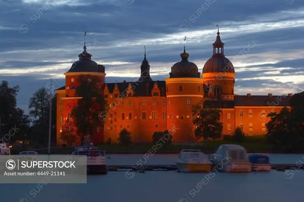 Royal castle of Gripsholm near Mariefred at the southern lakeside of the lake Maelaren