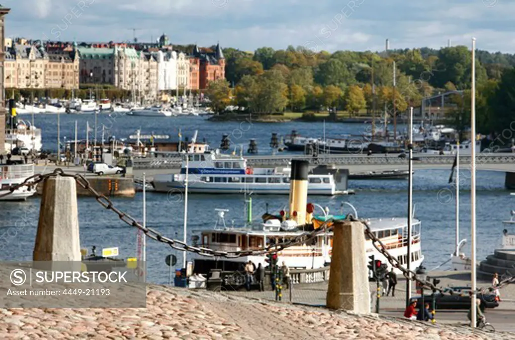 Slottsbacken, Gamla Stan (Old Town) and view of Blasieholmen, Stockholm, Sweden