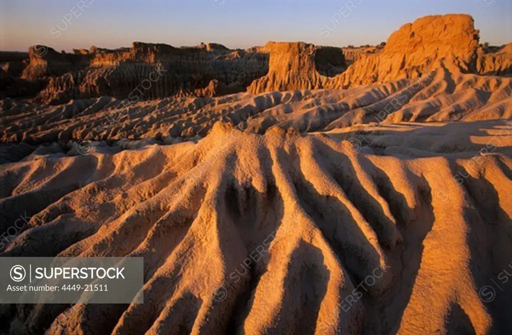 The eroded remnants of the Wall of China, an ancient sand dune, Mungo National Park, New South Wales, Australia
