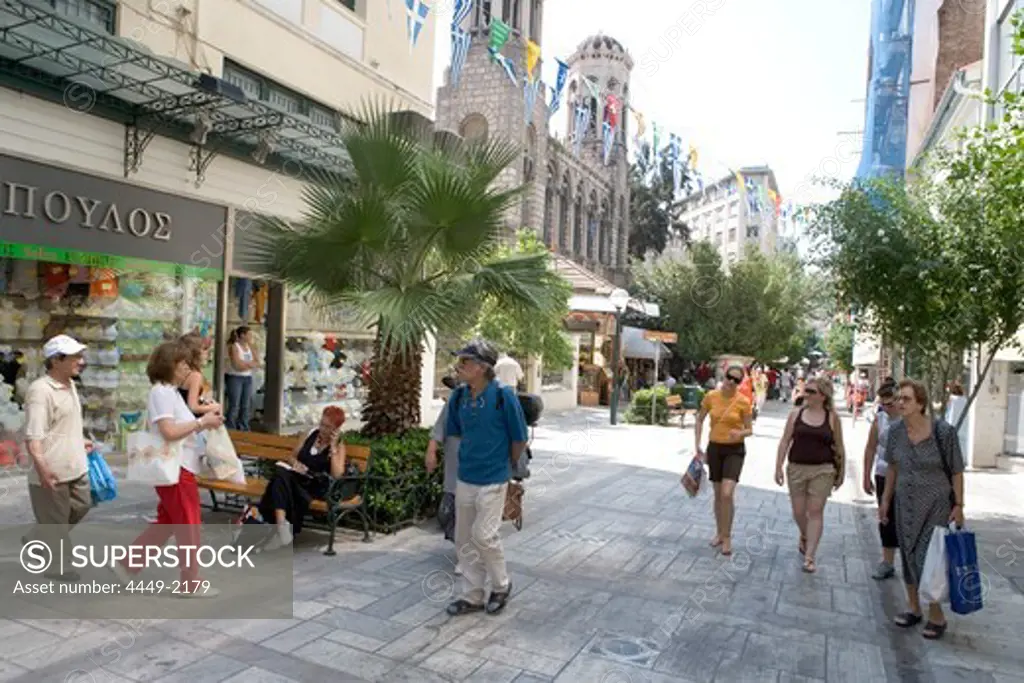 Pedestrians, Plaka, the oldest historical area of Athens, Central Market, Athens, Greece