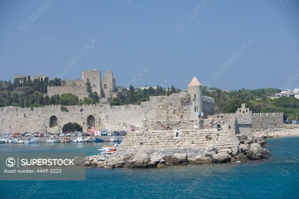 Rhodes Fortification, Rhodes Harbor Rhodes, Greece, Rhodes, Dodecanese Islands, Greece