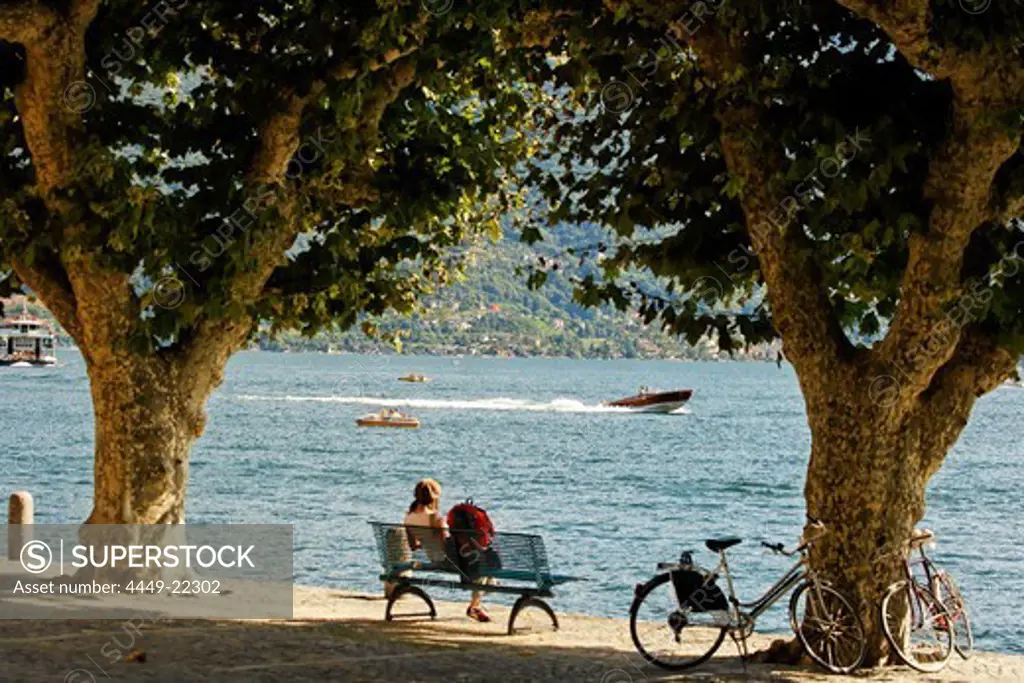 Switzerland, Ticino, Ascona lake Promenade bicylces