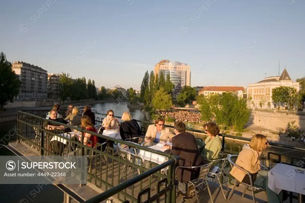 Vienna restaurant Urania open air at Donau riverside
