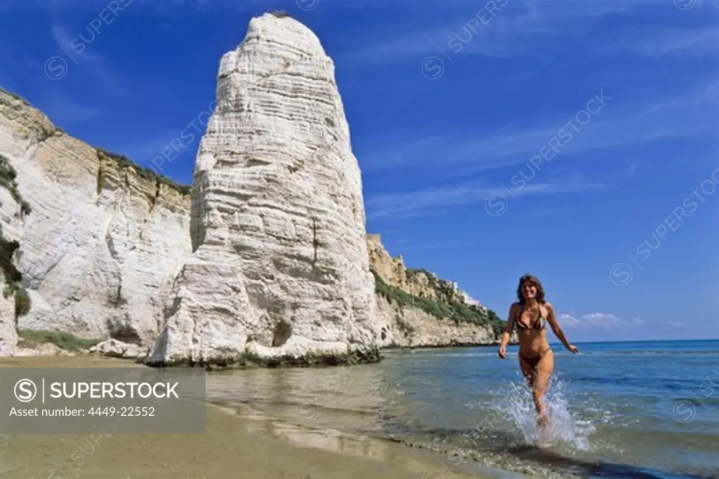Chalk Cliff, Beach of Vieste, Pizzomunno, Gargano, Apulia, Italy