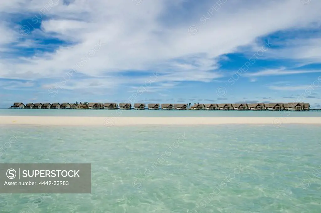 Lagoon with water villas, Four Seasons Resort Landaa Giraavaru, Maldives
