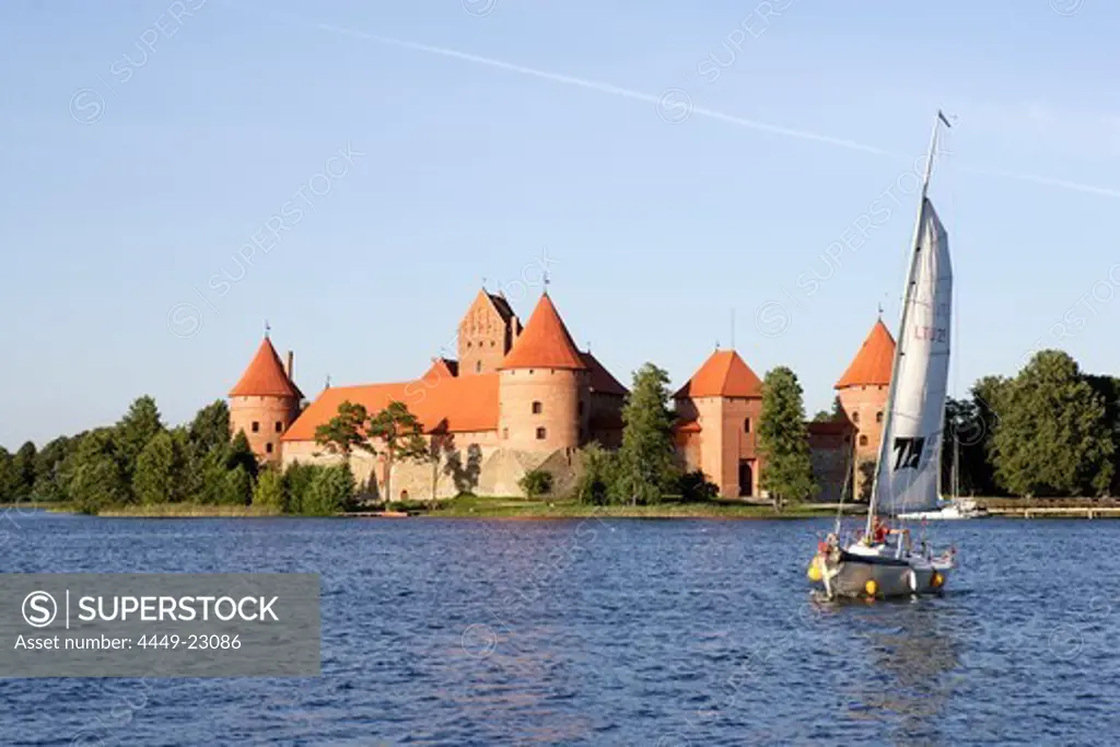 Trakai, an island castle on lake Galve, Lithuania