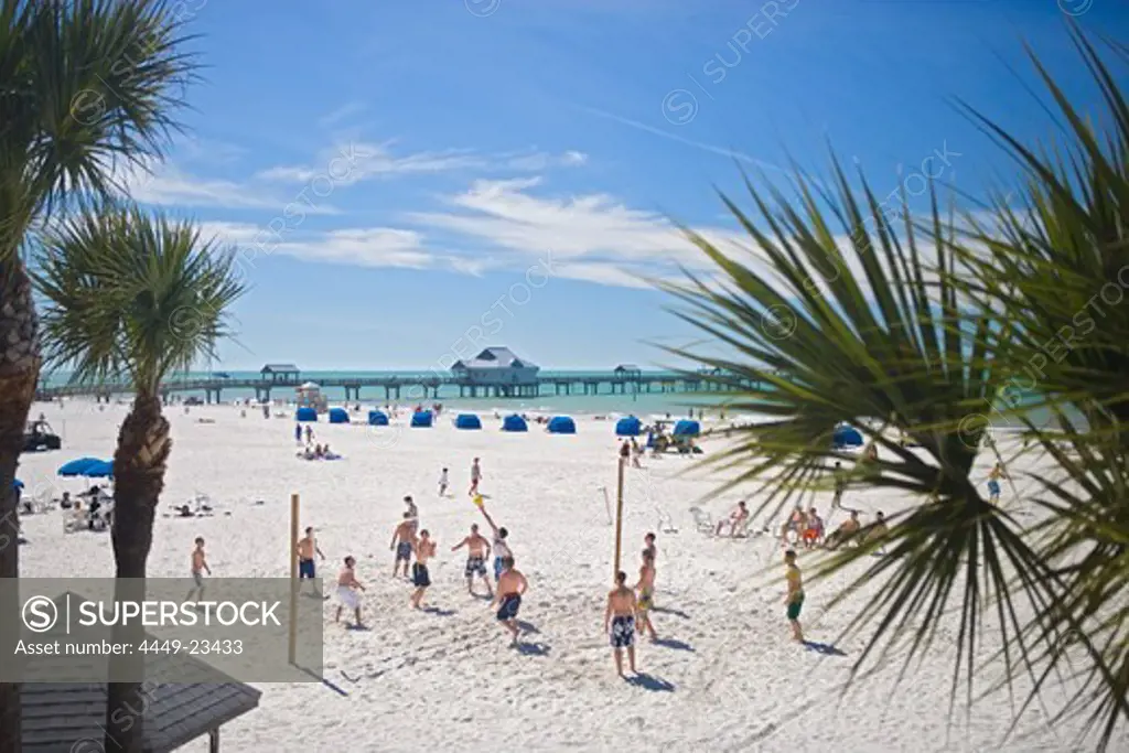 People playing beach volleyball at Clearwater Beach, Tampa Bay, Florida, USA