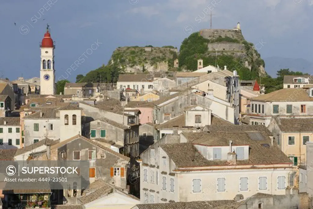 View over the roofs of the district of Ambiello at the old citadel, Corfu, Ionian Islands, Greece